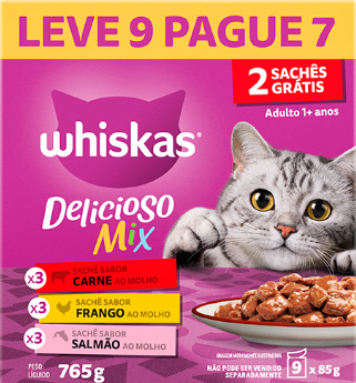 Pacote Sachê whisks carne, frango e salmão - 9 und